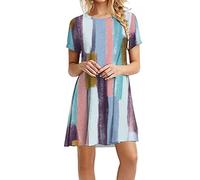 Recent Orders Women's Summer Dresses Crew Neck Short Sleeve T Shirt Dresses Swing Mini Dresses A Linen Casual Dress Ladies Sundress Beachdress Sale Items Under 5 Pounds