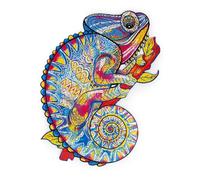 Recent Toys Wooden Jigsaw Puzzle Chameleon for Adults and Kids.195 Piece puzzle, large size 28 x 36cm with Unique Shaped pieces. Includes wooden storage gift box and stand.