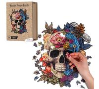 Recent Toys Wooden Jigsaw Puzzle Fantasy Skull for Adults and Kids.232 Piece puzzle, large size 29 x 34 cm with Unique Shaped pieces. Includes wooden storage gift box and stand.