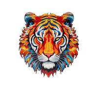 Recent Toys Wooden Jigsaw Puzzle Tiger for Adults and Kids.167 Piece puzzle, large size 28.5 x 30.5 cm with Unique Shaped pieces. Includes wooden storage gift box and stand.