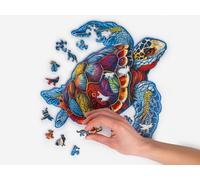 Recent Toys Wooden Jigsaw Puzzle Turtle for Adults and Kids.189 Piece puzzle, large size 28 x 31 cm with Unique Shaped pieces. Includes wooden storage gift box and stand.