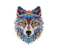 Recent Toys Wooden Jigsaw Puzzle Wolf for Adults and Kids.170 Piece puzzle, large size 28 x 36 cm with Unique Shaped pieces. Includes wooden storage gift box and stand.