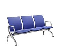 Reception Bench 3 Seat Office Guest Lobby Chairs with Aluminum Alloy Handrail for Salon Airport Hospital Bank