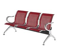 Reception Bench with Armrests and Backrests, Breathable Seating for Office Hospital Salon Airport Waiting Room, 3-Seat