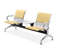 Reception Bench with Side Table, Guest Chair with Armrest and Backrest, Leather Seating for Office Business Waiting Room