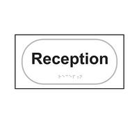 Reception Braille Tactile Sign Self Adhesive White W300mm x H150mm