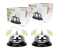 Reception Call Bell Pack of 2 Stainless Steel Hand Held Desk Service Bell Attention Call Ringer Counter Bell for Hotels, Schools, Restaurants, Reception Areas, Hospitals, Warehouses & Bars