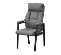 Reception Chair without Wheels Padded Waiting Room Seat Thick Cushion Leather Office Chair Medium Back Computer Chair for Guests (Grey)