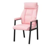 Reception Chair Without Wheels Padded Waiting Room Seat Thick Cushioned Leather Computer Chair Mid-Back Office Guest Seating (Roze)