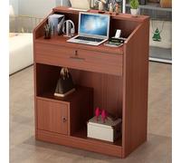 Reception Counter Desk with Drawers - Retail Checkout Cashier Table, Office Locker Workstation, Wood Design, Lockable Storage