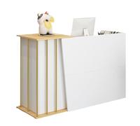 Reception Counter - Office Reception Desk for Small Spaces, Compact Computer Desk with Storage Cabinet