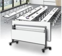 Reception Counter Table，，Conference Table Folding Conference Table, Conference Room Tables with Wheels, Flip Top Large Rectangular Meeting Seminar Table for 2-10 People for Offices, Classroo