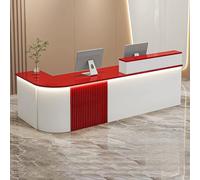 Reception Counter with Keyboard Retail Checkout Desk Cable Management Reception Table for Entry Halls and Lounges (Red 120 x 60 x 100 cm)