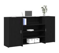 Reception Desk 200x50x103.5cm Black Oak Engineered Wood w/2pcs Storage Cabinets