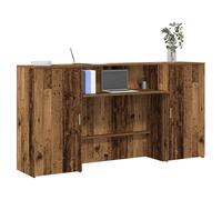 Reception Desk 200x50x103.5cm Engineered Wood High Counter with 2 Cabinets