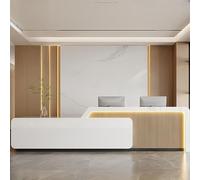 Reception Desk 88 Inch, Office Lobby Salon Checkout Counter with Hidden LED Lighting, Ships in One Piece, No Assembly Required