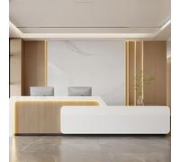 Reception Desk 88 Inch, Office Lobby Salon Checkout Counter with Hidden LED Lighting, Ships in One Piece, No Assembly Required