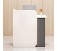 Reception Desk and Checkout Counter with LED Lights and Lockable Drawer - L-shaped Design for Office and Beauty Salon Use