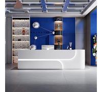 Reception Desk Commercial Large with Hidden LED Lighting Customizable Logo for Office Salon Dental Clinic Fitness Center Fashion