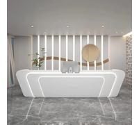 Reception Desk Commercial with Hidden LED Lighting and Lockable Drawers, No Installation Needed for Office, Dental Clinic, Fitness Center, Salon