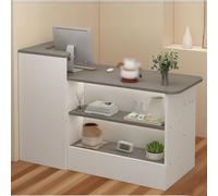 Reception Desk Counter Desk For Checkout & Retail,Front Desk Reception Counter,Small Cashier Retail Counter Table With Drawer Hutch,Desk,Convenience Sto(Gris/Izquierda,140x100x45cm)