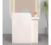 Reception Desk Counter Table with Lockable Drawer & LED Lamp - Stylish Cashier Front Desk for Retail, Supermarkets, Convenience Stores, Hotels - Modern Reception Counter Solution