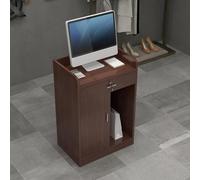 Reception Desk Counter with Lockable Drawer and Storage Cabinet, Corner Checkout Table for Office and Retail