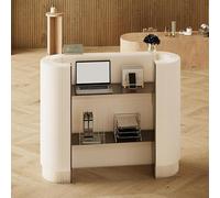 Reception Desk, Curved Portable Check Out Stand, Display Rack, Front Office Desk for Craft Shows, Hotel Lobby, Store Display