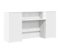 Reception Desk 200x50x103.5cm Engineered Wood High Counter with 2 Cabinets