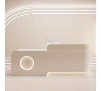 Reception Desk for Clinics & Stores Small Beige Counter with Storage Lockable Drawers Perfect for Offices & Lobbies 240x60 cm Stylish & Functional