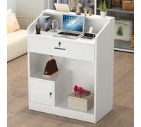 Reception Desk for Hair Salon, Retail Checkout Counter, Freestanding Display Table with Drawer & Cabinets, Clinic Reception Furniture, Stylish Commercial Bar Table