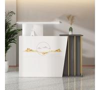 Reception Desk for Stores Small Reception Counter Aesthetic Cashier Cabinet with Lock Drawer for Shops Office Clinic Lobbies (Printed R 140 * 40 * 90CM)