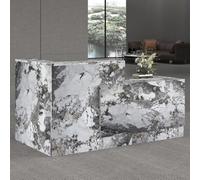 Reception Desk L Shape Retail Counter Front Desk With Lockable Drawers & Storage Shelves For Beauty Salon Checkout Home Office, Lron Grey-r, 200 * 61 * 105CM
