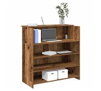 Reception Desk Old Wood 100 x 50 x 103.5cm Engineered Wood Counter with Storage