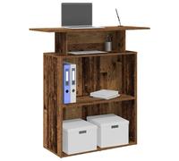 Reception Desk Old Wood 100x40x104cm Engineered Wood Counter with Shelf Privacy