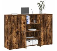 Reception Desk Smoked Oak 155x50x103.5 cm Engineered Wood Counter Cabinet Office