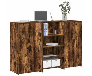 Reception Desk Smoked Oak 155x50x103.5 cm Engineered Wood Counter Cabinet Office