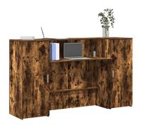 Reception Desk Smoked Oak 180x50x103.5cm Engineered Wood Counter with Cabinet XL