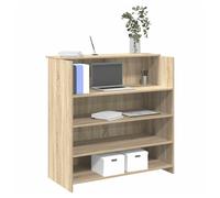 Reception Desk Sonoma Oak 100x50x103.5cm Engineered Wood White Counter w/Shelves