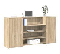 Reception Desk Sonoma Oak 200x50x103.5cm Engineered Wood with 2 Cabinets Storage