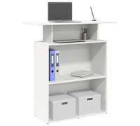 Reception Desk White 100x40x104cm Engineered Wood Counter Shelf Unit for Offices