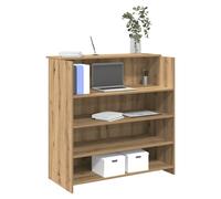 Reception Desk White Engineered Wood 100x50x103.5 cm High Counter with Shelves +