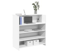 Reception Desk White Engineered Wood 100x50x103.5cm High Counter Storage Shelves