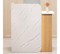 Reception Desk with Arc Baffle Cable Grommet Lockable DrawersMultiColored Natural Counter Table for Offices Company Halls 100cm Stylish Design