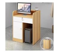 Reception Desk with Cable Grommets - Locking Drawer Retail Sales Counter for Lobby, Beauty Salon & Hair Salon Front Counter