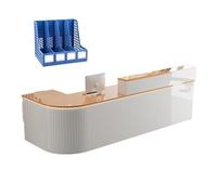 Reception Desk with Cable Management, LED Light Strips, Thick Wooden Boards, Lockable Drawer, Ideal for Office Reception, Cashier, Customer Service (A, LEFT 200x60x100CM)