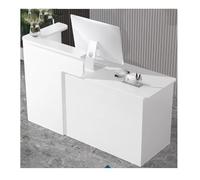 Reception Desk with Drawer KeyLockable Office Counter Store Checkout Table Ideal for Shops Offices and HallsModern White Design