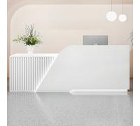 Reception Desk with Drawer Light Counter Checkout Station for Salon Lobby Office Reception Area White L 140cm/55in Modern Design Durable and Functional