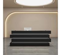 Reception Desk with Keyboard Drawer - Large Commercial Counter for Business Hotel Front Desk Fruit Shops - Easy to Install (Black 200x60x100cm)