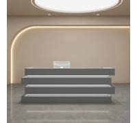 Reception Desk with Keyboard Drawer - Large Gray Reception Counter for Business Hotel and Retail Use - Easy to Install - Size: 120x60x100cm